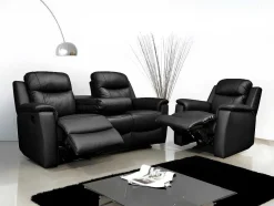Vente-unique Relaxfauteuil-Relaxfauteuil Evasion Van Leer - Zwart
