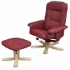 Vente-unique Fauteuil Kunstleer-Relaxfauteuil H56 Met Kruk, Bordeaux