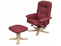 Vente-unique Fauteuil Kunstleer-Relaxfauteuil H56 Met Kruk, Bordeaux