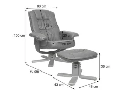 Vente-unique Fauteuil Kunstleer-Relaxfauteuil H56 Met Kruk, Bordeaux