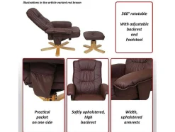 Vente-unique Fauteuil Kunstleer-Relaxfauteuil H56 Met Kruk, Bordeaux