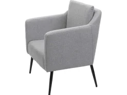 Vente-unique Fauteuil Met Holle Rugleuning-Relaxfauteuil Mcw-H93A, Stof/Textiel Lichtgrijs