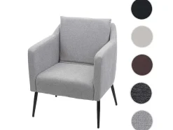 Vente-unique Fauteuil Met Holle Rugleuning-Relaxfauteuil Mcw-H93A, Stof/Textiel Lichtgrijs