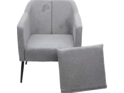 Vente-unique Fauteuil Met Holle Rugleuning-Relaxfauteuil Mcw-H93A, Stof/Textiel Lichtgrijs