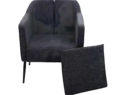 Vente-unique Fauteuil Met Holle Rugleuning-Relaxfauteuil Mcw-H93A, Stof/Textiel Donkergrijs