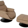 Vente-unique Fauteuil Leer-Relaxfauteuil Met Kruk Mcw-K99, Taupe