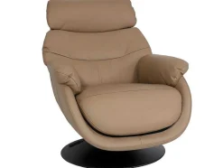 Vente-unique Fauteuil Leer-Relaxfauteuil Met Kruk Mcw-K99, Taupe