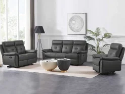 Vente-unique Relaxfauteuil-Relaxfauteuil Van Grijs Leer Vineta