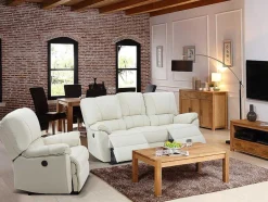 Vente-unique Relaxfauteuil-Relaxfauteuil Van Leer Marcis - Ivoor - Elektrisch