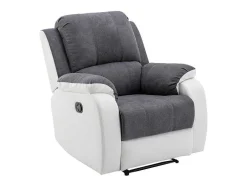 Vente-unique Relaxfauteuil-Relaxfauteuil Van Microvezel En Grijs En Wit Kunstleer Brody