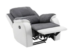 Vente-unique Relaxfauteuil-Relaxfauteuil Van Microvezel En Grijs En Wit Kunstleer Brody