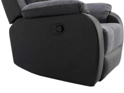 Vente-unique Relaxfauteuil-Relaxfauteuil Van Microvezel En Grijs En Zwart Kunstleer Brody