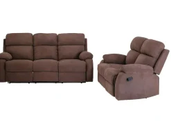 Vente-unique Bankstel 3+2-Relaxzitbank 3 + 2 Plaatsen Van Stof Met Handmatig Mechanisme Tolzano - Donkerbruin