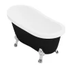 Shower & Design Vrijstaand Bad Op Pootjes-Retro Eilandbad Met Zilveren Leeuwenpoten - 171 L - 145 X 74 X 77 Cm - Zwart Mat - Nisos