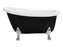 Shower & Design Vrijstaand Bad Op Pootjes-Retro Eilandbad Met Zilveren Leeuwenpoten - 171 L - 145 X 74 X 77 Cm - Zwart Mat - Nisos