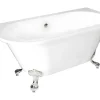 Shower & Design Halfvrijstaand Bad-Retro Halflosstaand Bad Met Poten - 154 L - 150 X 74 X 61 Cm - Wit - Acryl - Sparus