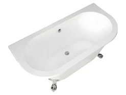 Shower & Design Halfvrijstaand Bad-Retro Halflosstaand Bad Met Poten - 154 L - 150 X 74 X 61 Cm - Wit - Acryl - Sparus