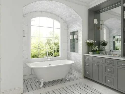 Shower & Design Halfvrijstaand Bad-Retro Halflosstaand Bad Met Poten - 154 L - 150 X 74 X 61 Cm - Wit - Acryl - Sparus