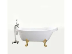 ELITESHOPPING Vrijstaand Bad Op Pootjes-Retro Vrijstaand Bad 170 X 80 Cm Met Gouden Pootjes + Mengkraan Marigold