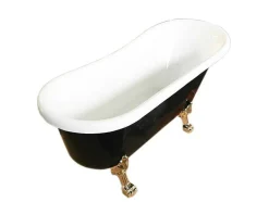 ELITESHOPPING Vrijstaand Bad Op Pootjes-Retro Vrijstaand Bad 170 X 80 Cm Zwartgouden Pootjes + Mengkraan Marigold Noir