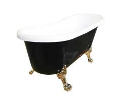 ELITESHOPPING Vrijstaand Bad Op Pootjes-Retro Vrijstaand Bad 170 X 80 Cm Zwartgouden Pootjes + Mengkraan Marigold Noir