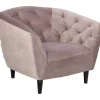 Vente-unique Fauteuil Met Holle Rugleuning-Rian Fauteuil In Dusty Rose Met Zwarte Poten.