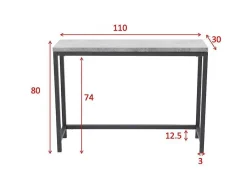 Venture Home Sidetable-Rise Sidetable 30X110 Cm Beton Decor, Zwart.