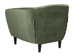 Vente-unique Fauteuil Met Holle Rugleuning-Rita Fauteuil Bosgroen, Rubberhout Zwart.