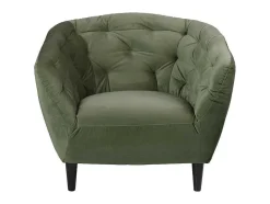 Vente-unique Fauteuil Met Holle Rugleuning-Rita Fauteuil Bosgroen, Rubberhout Zwart.