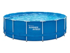 Vente-unique Zwembad-Rond Buisvormig Zwembad Met Cartridge Filterpomp - D457 X H122 Cm - Blauw - Lacanau