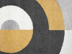 OZAIA Woonkamertapijt-Rond Designtapijt Met Geometrische Motieven Alborg - D. 160 Cm - Grijs En Oker