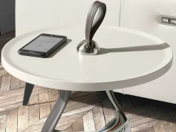 Angel Cerda Bijzettafel-Ronde Chocoladebruine Kunstleren Hoektafel 2067