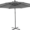 MYLIA Parasol-Ronde Hangparasol - Grijs - Staal - Ledverlichting - Diameter: 2,93 M - Pocota