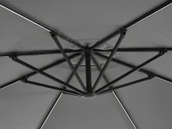 MYLIA Parasol-Ronde Hangparasol - Grijs - Staal - Ledverlichting - Diameter: 2,93 M - Pocota