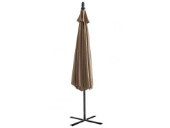 MYLIA Parasol-Ronde Hangparasol - Taupe - Staal - Ledverlichting - Diameter: 2,93 M - Pocota
