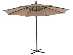 MYLIA Parasol-Ronde Hangparasol - Taupe - Staal - Ledverlichting - Diameter: 2,93 M - Pocota