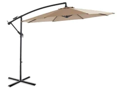 MYLIA Parasol-Ronde Hangparasol - Taupe - Staal - Ledverlichting - Diameter: 2,93 M - Pocota