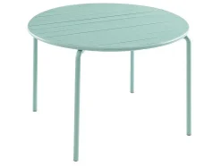 MYLIA Tuinset-Ronde Metalen Tuintafel Mirmande - D.110 Cm - Amandelgroen