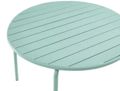 MYLIA Tuinset-Ronde Metalen Tuintafel Mirmande - D.110 Cm - Amandelgroen