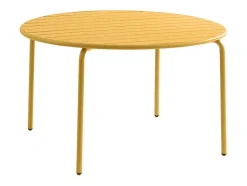 MYLIA Tuinset-Ronde Tuintafel D110 Cm Van Metaal - Mosterdgeel - Mirmande Van