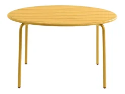 MYLIA Tuinset-Ronde Tuintafel D110 Cm Van Metaal - Mosterdgeel - Mirmande Van