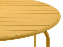 MYLIA Tuinset-Ronde Tuintafel D110 Cm Van Metaal - Mosterdgeel - Mirmande Van