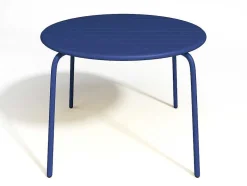 MYLIA Tuinset-Ronde Tuintafel Mirmande - Metaal - D. 110 Cm - Donkerblauw