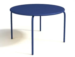 MYLIA Tuinset-Ronde Tuintafel Mirmande - Metaal - D. 110 Cm - Donkerblauw