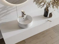 Shower & Design Wastafel-Ronde Wastafel Om Neer Te Zetten Van Wit Keramiek - 40 Cm - Darini