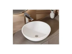 Shower & Design Wastafel-Ronde Wastafel Van Solid Surface - 40 Cm - Wit - Imja