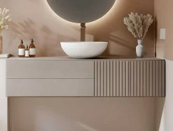 Shower & Design Wastafel-Ronde Wastafel Van Solid Surface - 40 Cm - Wit - Imja
