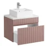 Vente-unique Badkamermeubel Met Enkele Wastafel-Roze Gestreept Hangmeubel Voor Badkamer Met Wastafel Om Erop Te Plaatsen - 60 Cm - Satara