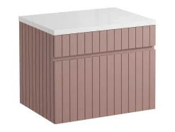 Vente-unique Badkamermeubel Met Enkele Wastafel-Roze Gestreept Hangmeubel Voor Badkamer Met Wastafel Om Erop Te Plaatsen - 60 Cm - Satara