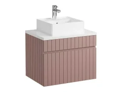 Vente-unique Badkamermeubel Met Enkele Wastafel-Roze Gestreept Hangmeubel Voor Badkamer Met Wastafel Om Erop Te Plaatsen - 60 Cm - Satara